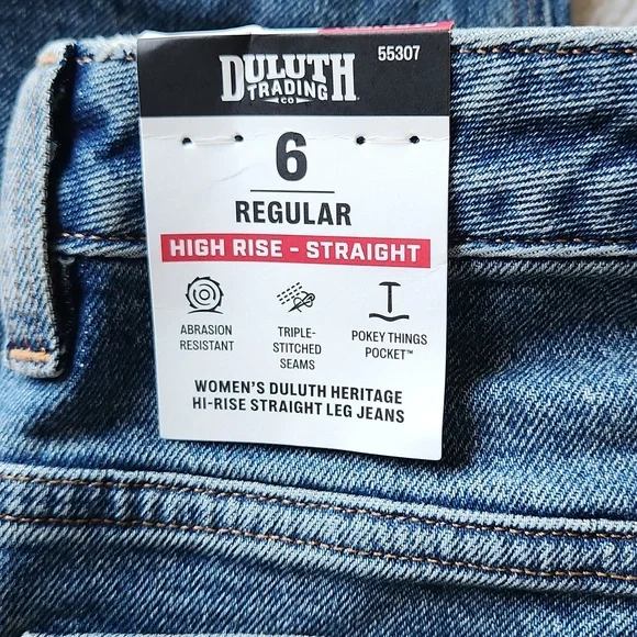 NWT Duluth Trading Co Womens Medium Wash Heritage Hi-Rise Straight Leg Jeans - Picture 7 of 9